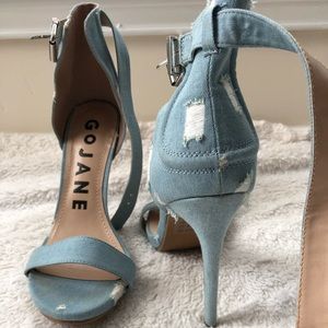 Denim sandal heels